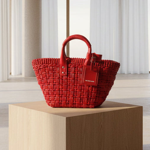 Balenciaga Bistro Basket Bag in a vibrant fire red shade