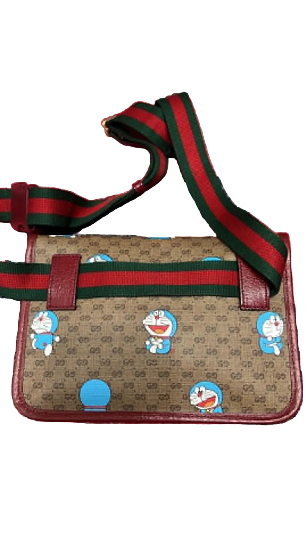 Gucci x Doraemon Mini GG Supreme Flap Belt Bag