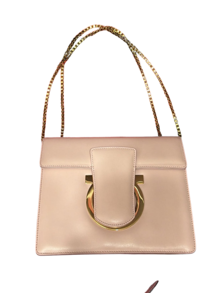 Salvatore Ferragamo Vintage Gancini Flap Chain Shoulder Bag in Light Pink