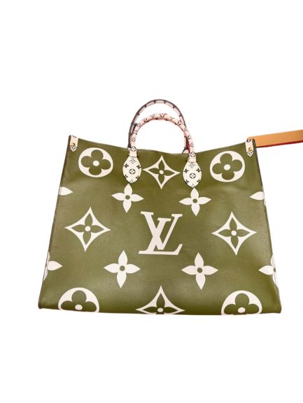 Louis Vuitton Onthego GM Monogram Giant Canvas Tote in Khaki & Beige