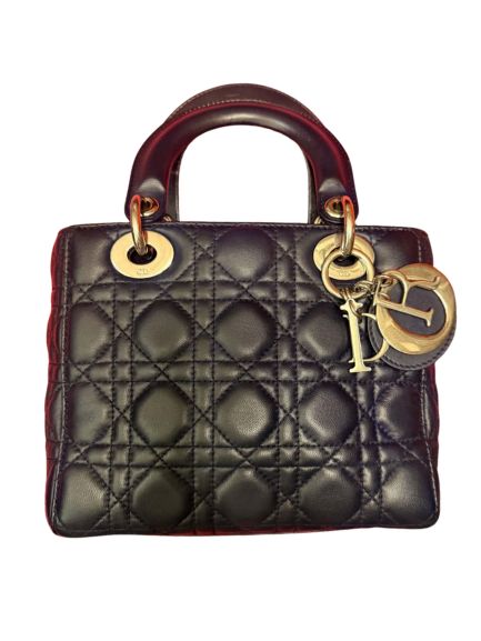 Lady Dior Medium Cannage Quilted Lambskin Bag in Dark Blue