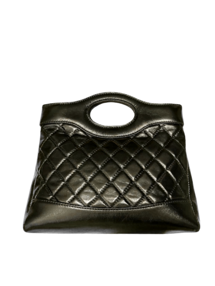 Chanel Vintage Quilted Metallic Leather Cutout Top Handle Tote Bag