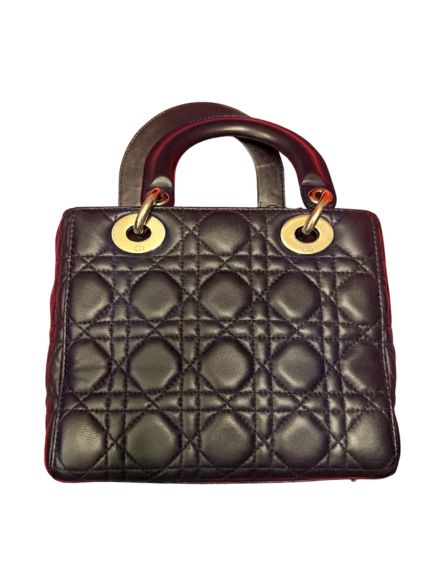 Lady Dior Medium Cannage Quilted Lambskin Bag in Dark Blue