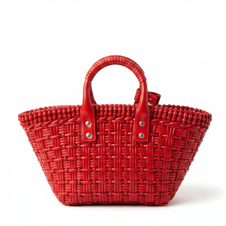Balenciaga Bistro Basket Bag in a vibrant fire red shade