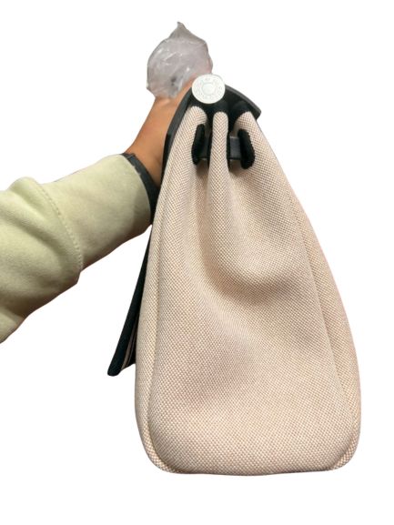Hermès Herbag Zip 31 Striped Canvas and Black Vache Hunter Leather