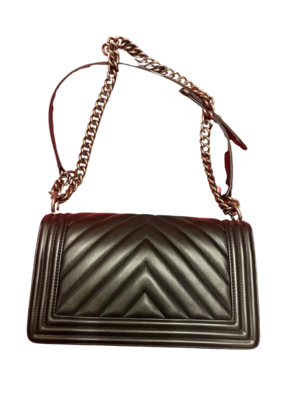 Chanel Chevron Quilted Medium Boy Flap Bag in Black Leather