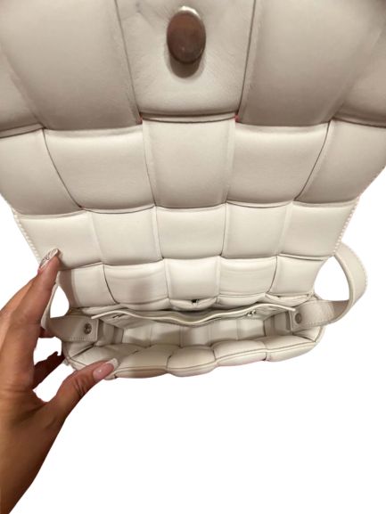 Bottega Veneta Padded Cassette Bag in Chalk Nappa Leather