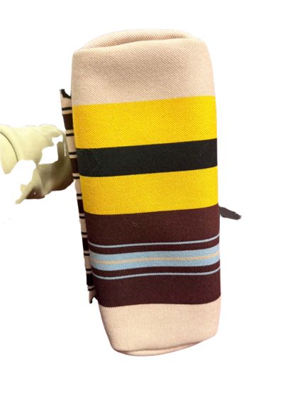 Hermès Herbag Zip 31 Striped Canvas and Black Vache Hunter Leather