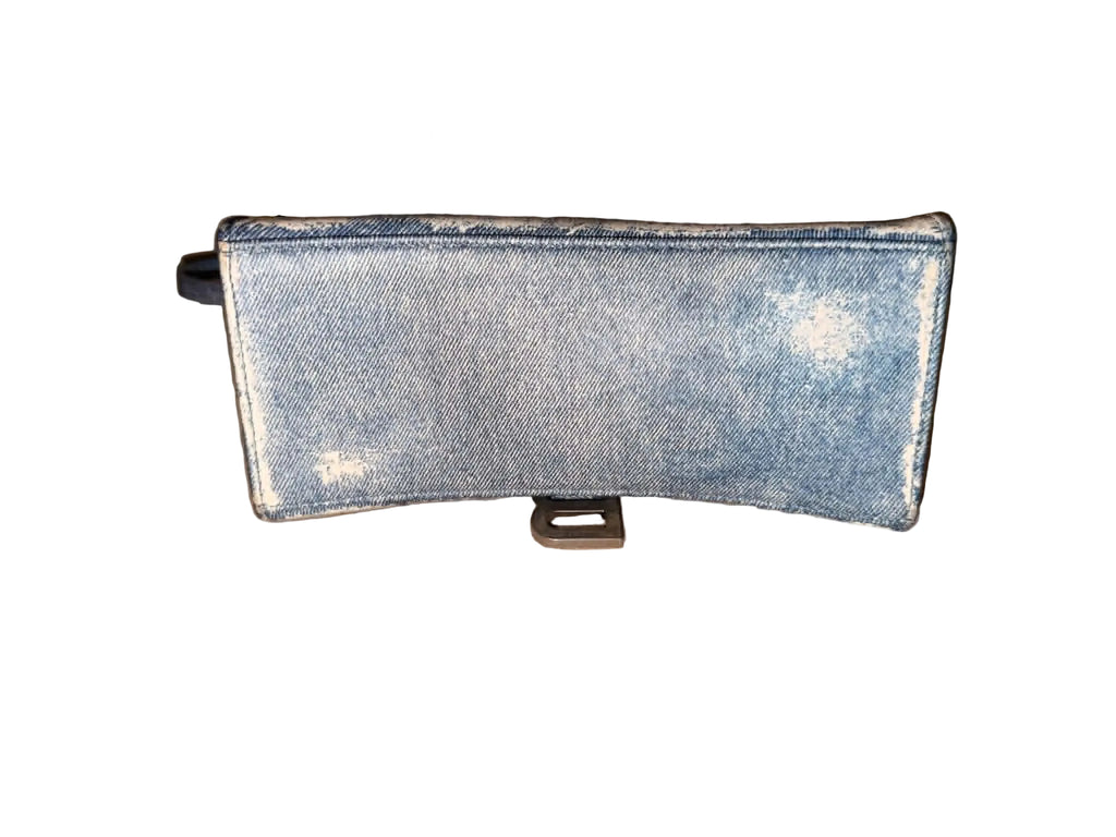 Balenciaga Denim-Print Hourglass Bag