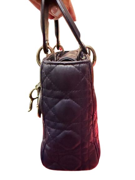 Lady Dior Medium Cannage Quilted Lambskin Bag in Dark Blue