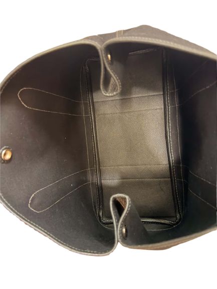 Hermès Garden Party Tote in Dark Woven Canvas and Grained Leather