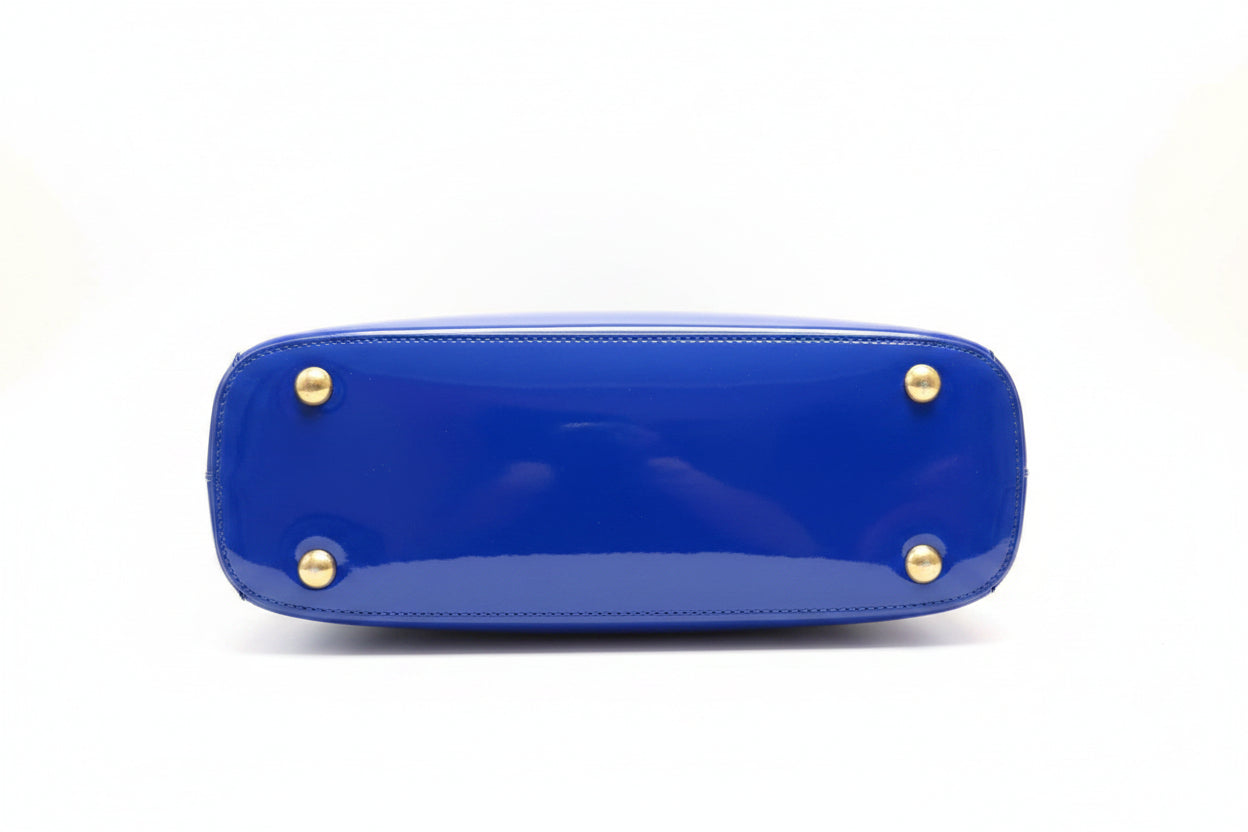 Gucci Blue Patent Leather Bright Bit Satchel/Tote Bag