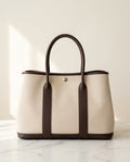 Hermès Garden Party 36 Tote in Natural Toile Canvas and Dark Brown Leather