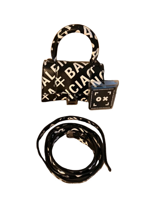Balenciaga Hourglass Allover Logo-Print Bag