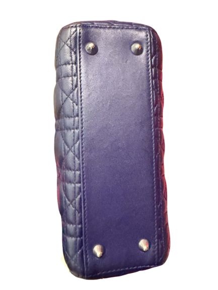 Lady Dior Medium Cannage Quilted Lambskin Bag in Dark Blue