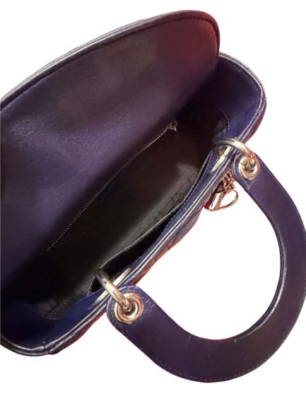 Lady Dior Medium Cannage Quilted Lambskin Bag in Dark Blue