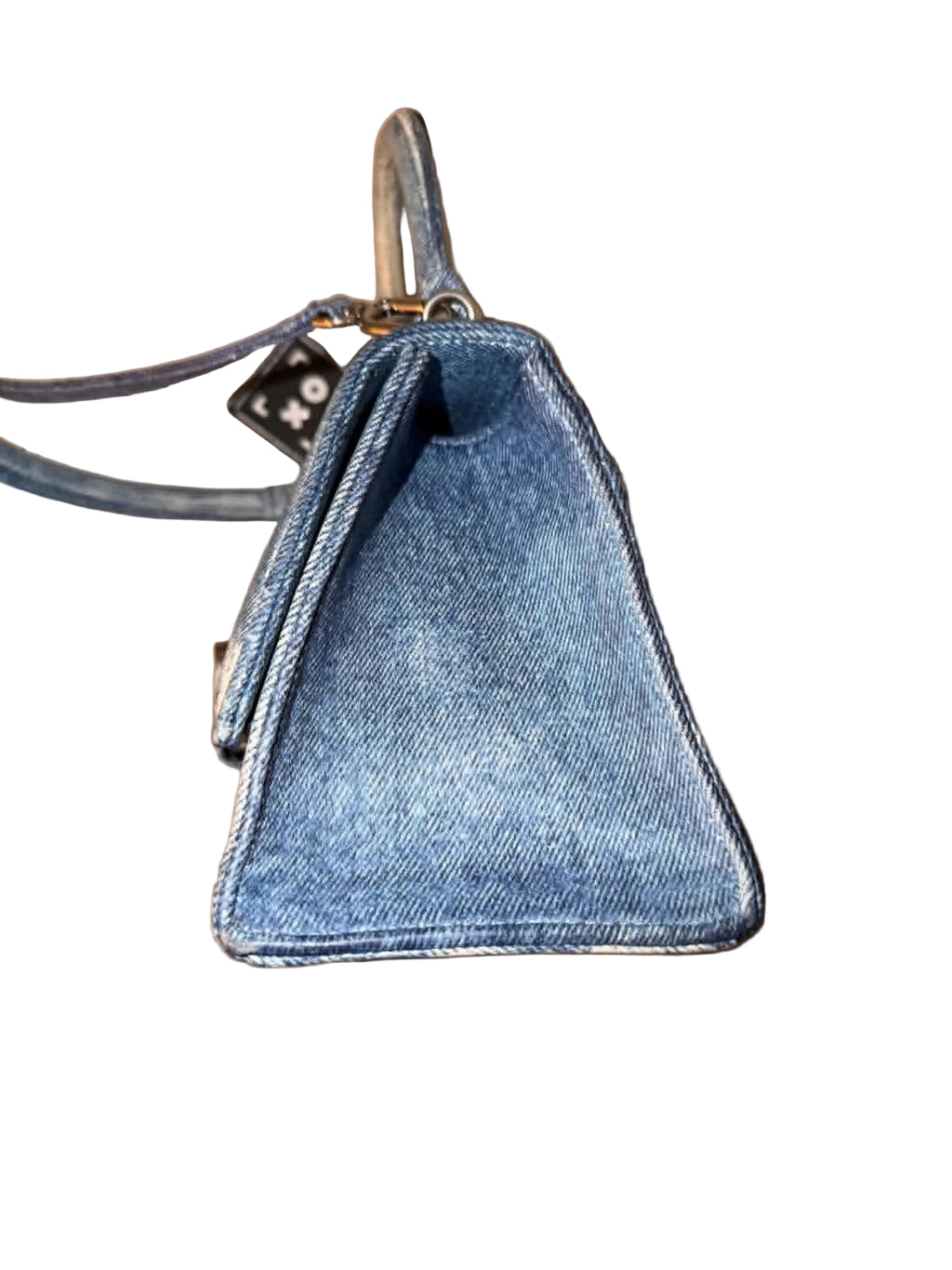 Balenciaga Denim-Print Hourglass Bag
