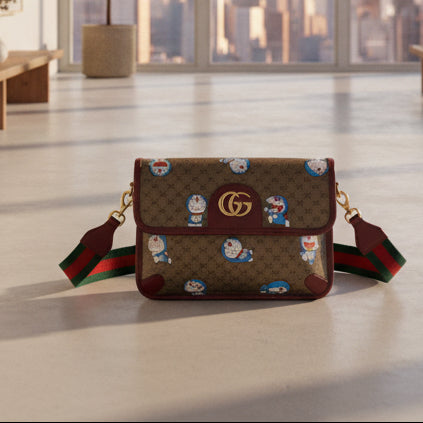 Gucci x Doraemon Mini GG Supreme Flap Belt Bag