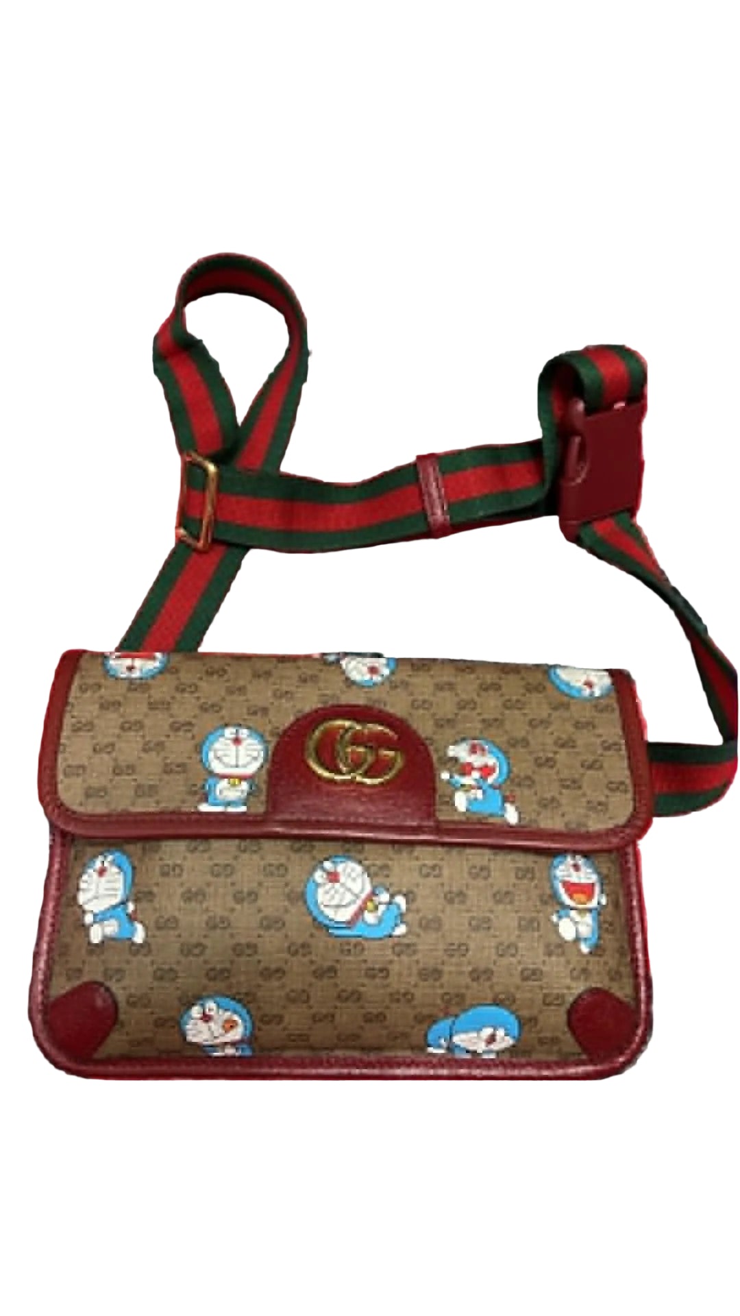 Gucci x Doraemon Mini GG Supreme Flap Belt Bag