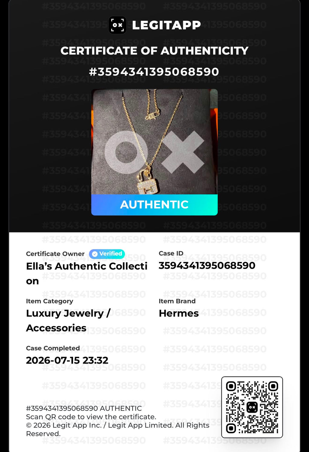 Hermès Amulettes Constance necklace