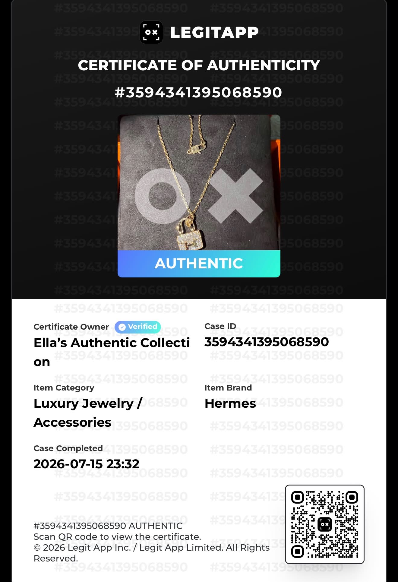 Hermès Amulettes Constance necklace
