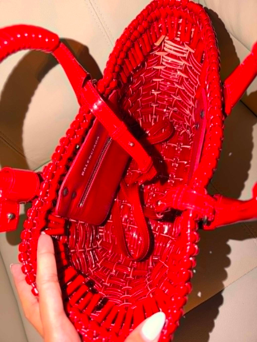 Balenciaga Bistro Basket Bag in a vibrant fire red shade