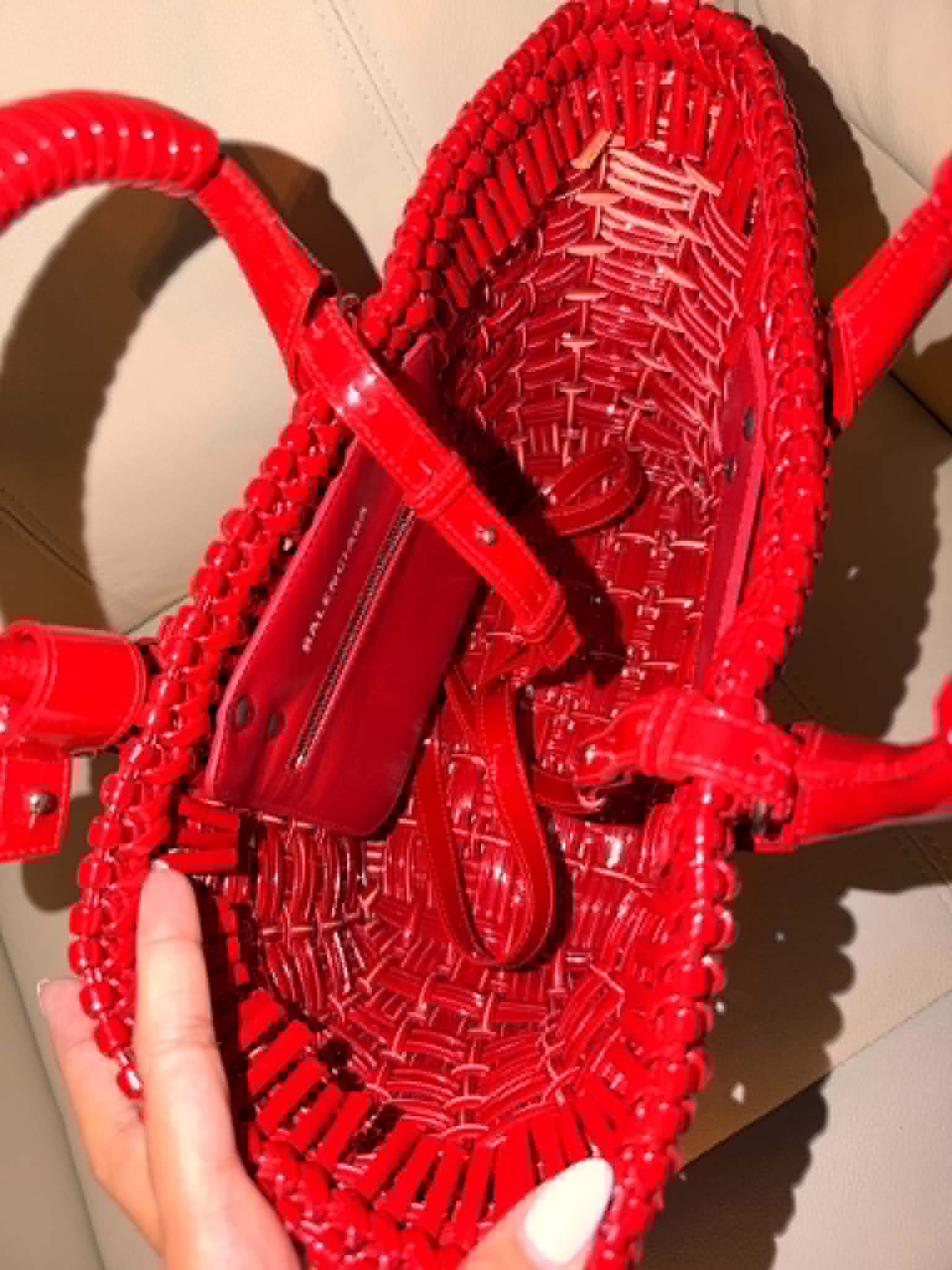 Balenciaga Bistro Basket Bag in a vibrant fire red shade