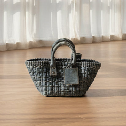 Balenciaga Bistro Basket Bag in Washed Denim