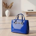 Gucci Blue Patent Leather Bright Bit Satchel/Tote Bag